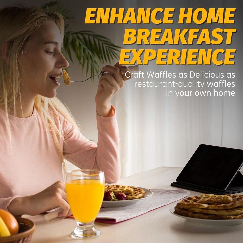 7'' Classic Non-Stick Waffle Maker - Effortless Cooking & Easy Storage