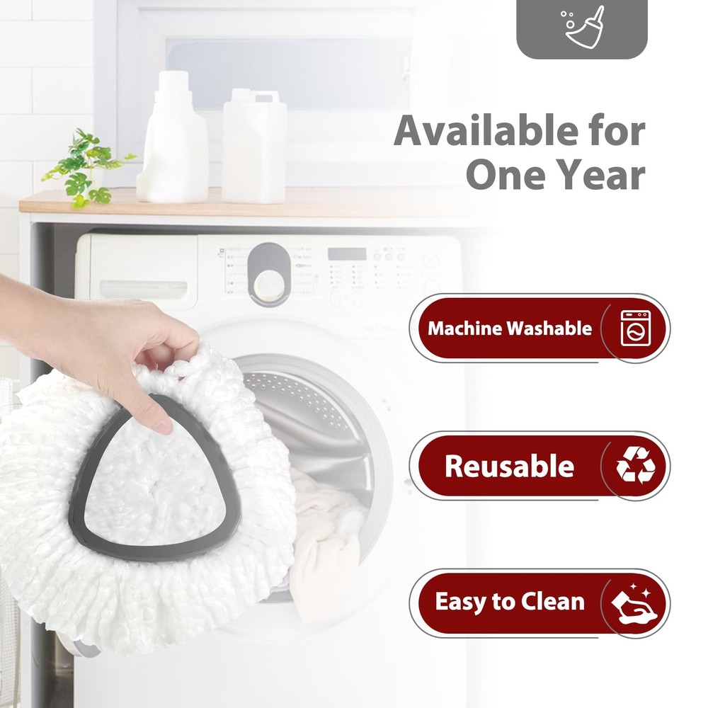 4 Pack Mop Refill Heads, Machine Washable Microfiber, Spin Mop Compatible