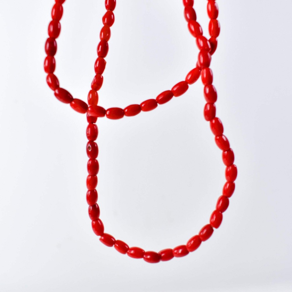 Bohemian Rice Molded Red Trade Beads