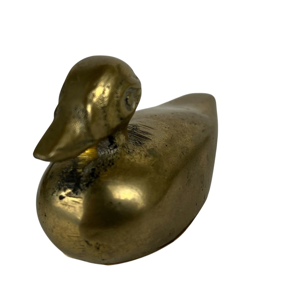 Solid Brass Small Duck Decoy Vintage MCM