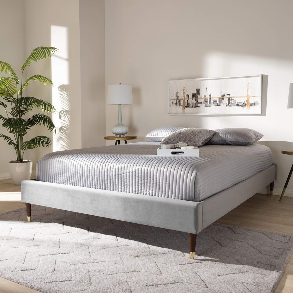 Stylish Gray Double Bed Frame by for Modern Bedrooms