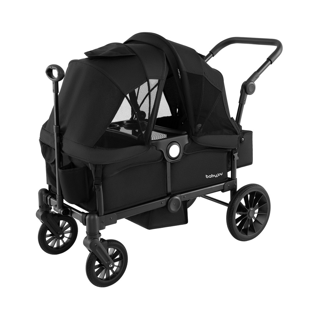 Wagon Stroller for 2 Kids Push Pull Double Stroller w/ Adjustable Handle