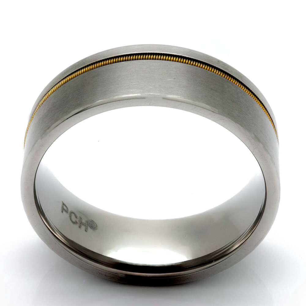 Titanium Guitar String Ring, 8mm Comfort Fit Wedding Band