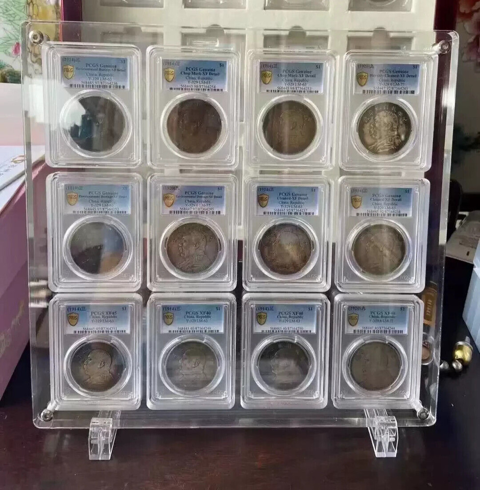 12 Grid Desktop Acrylic Display Frame Protective Box For NGC/PCGS/ICG Holder
