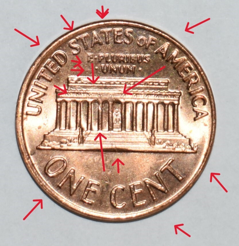 1972 D Lincoln Memorial Penny with Errors High Mint State Red