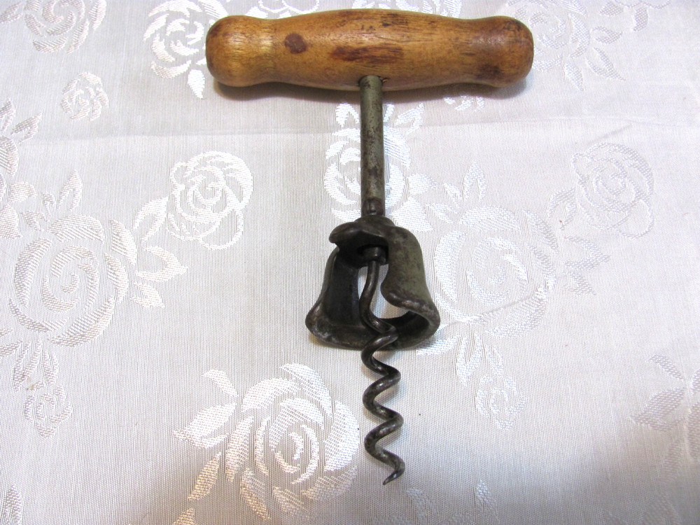 Antique Wood Handled Corkscrew  Nice!!!!