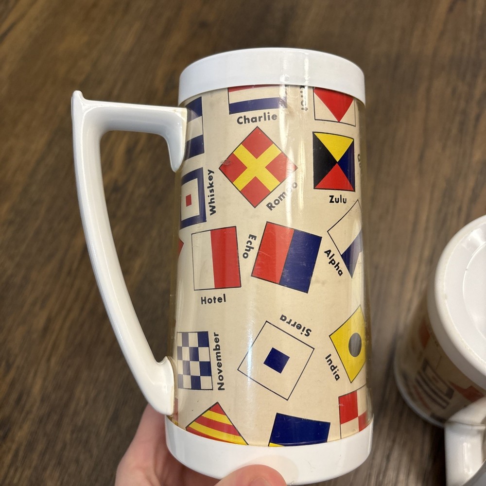 2 Thermo Serv Maritime International Code Signals Flags Cups USA Vtg