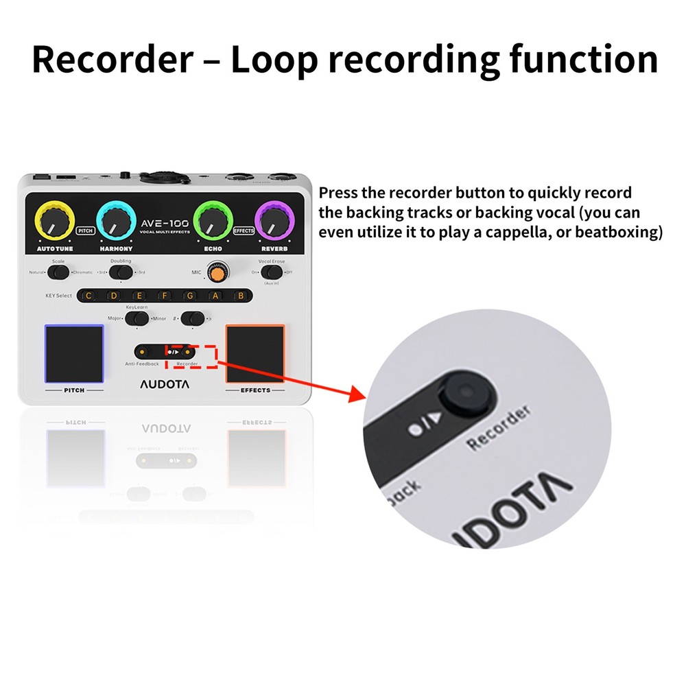 Audota Ave-100 Vocal Multi-effects Processor w/ Reverb Delay Pitch Correction
