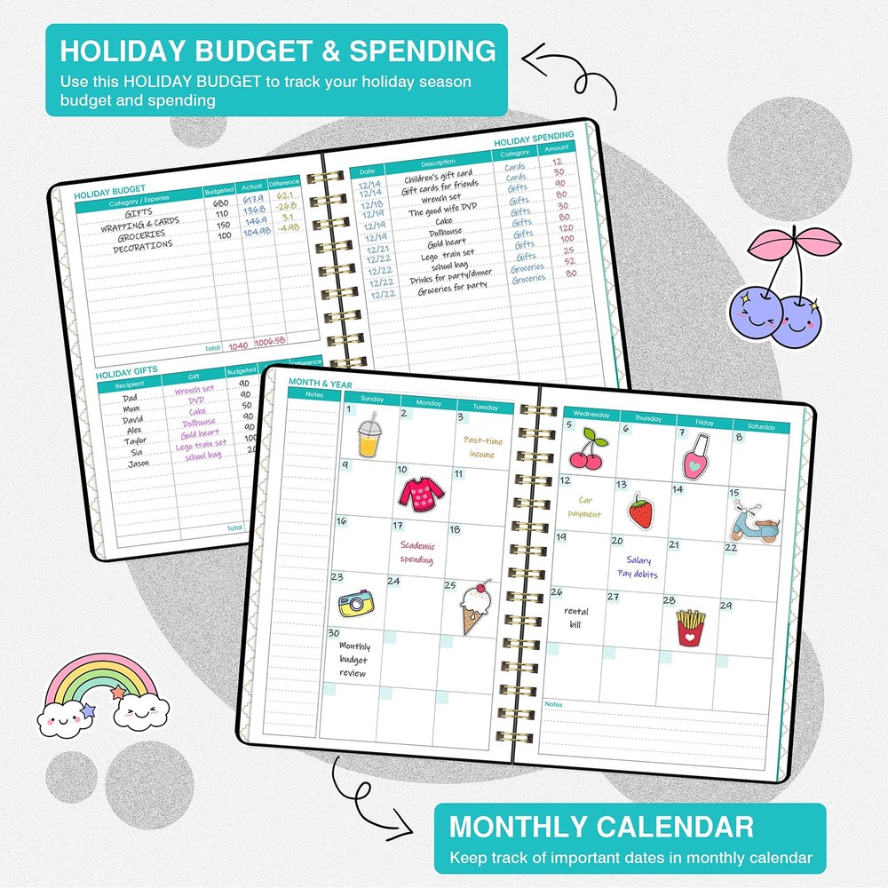 Budget Planner - Book with Bill Organizer and Expense Medium, Black