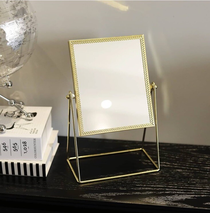 LONGSHENG - Makeup Mirror Single Sided Cosmetic Mirror Rectangle - Gold