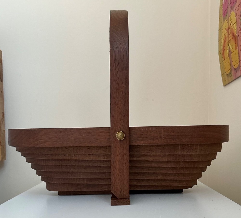 Deep Spring Collapsible Wooden Basket Signed