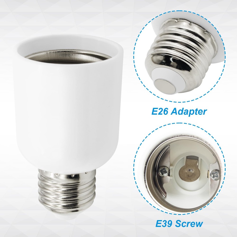 4 Pack E26 to E39 Adapter Converter, Medium to Mogul Screw Bulb Socket, E26 t...