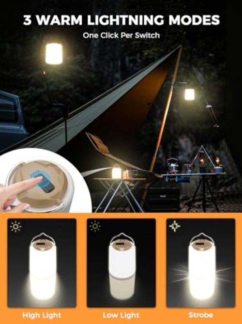 LED Camping Lantern, Mini Camp Lamp Warm Light Rechargeable & Portable