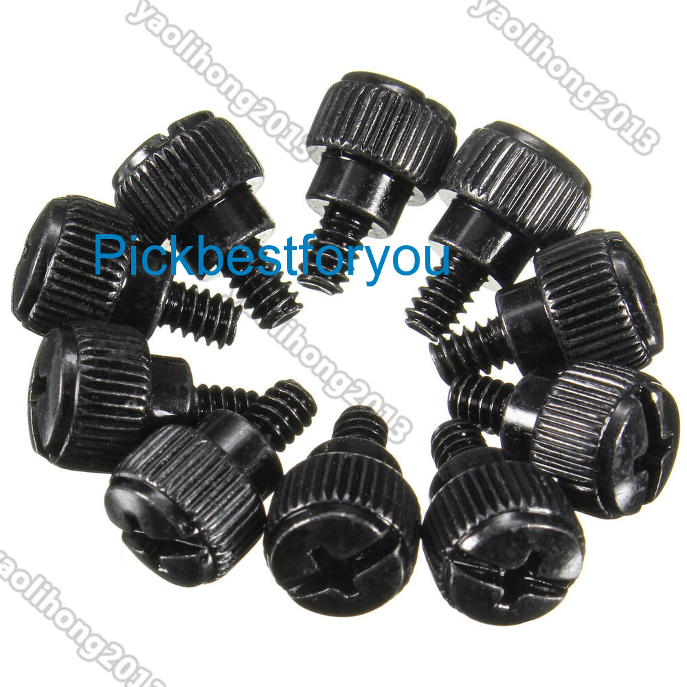 10pcs Computer Desktop PC Case Thumb Screws Black Metal Size 6/32 Thread #U18 YG