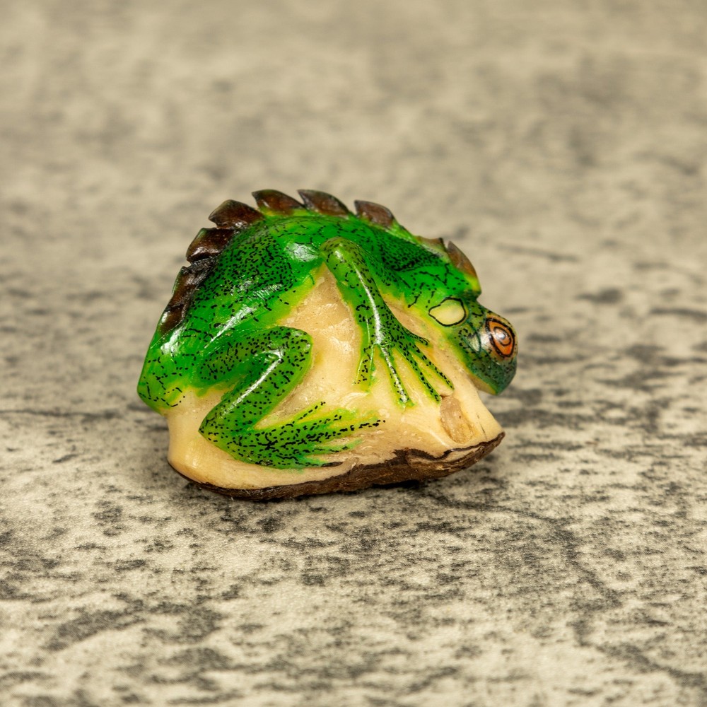 Green Iguana Lizard Tagua Nut Carving