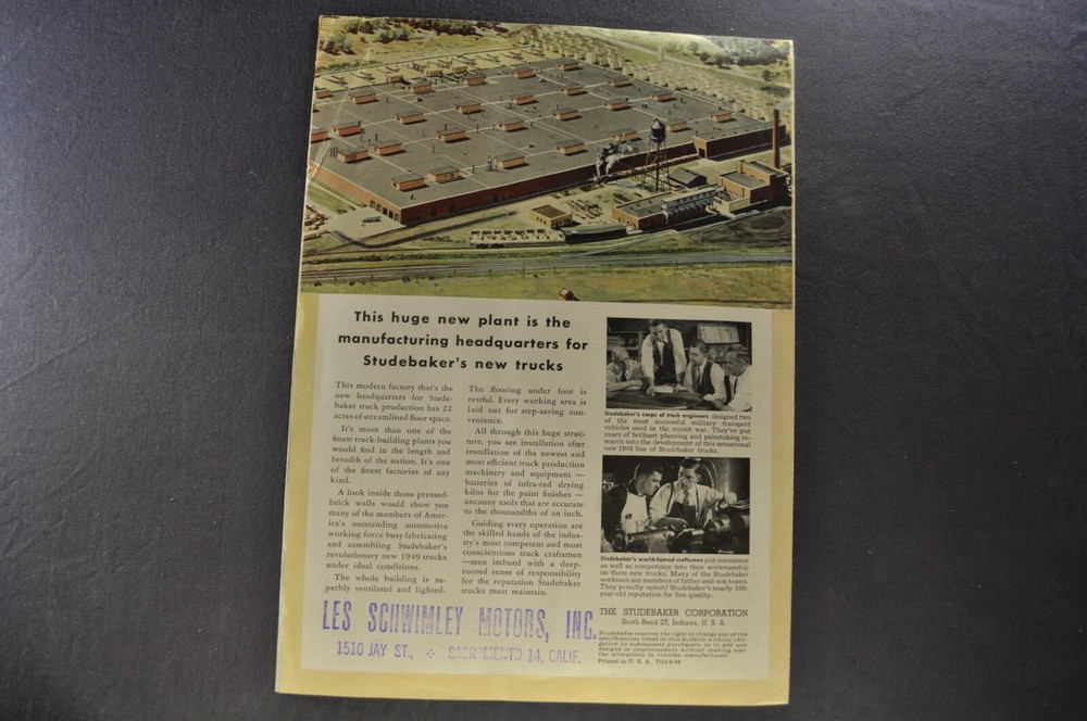 1949 Studebaker Truck Brochure Folder Pickup Dump Stake Nice Original 49