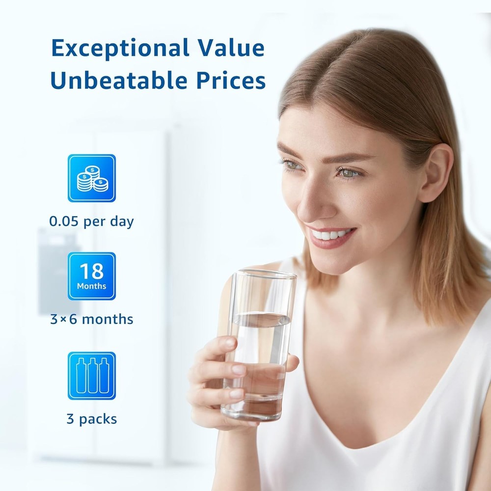 Filterlogic LT1000PC Refrigerator Water Filter, Replacement for LG, 3 Filters