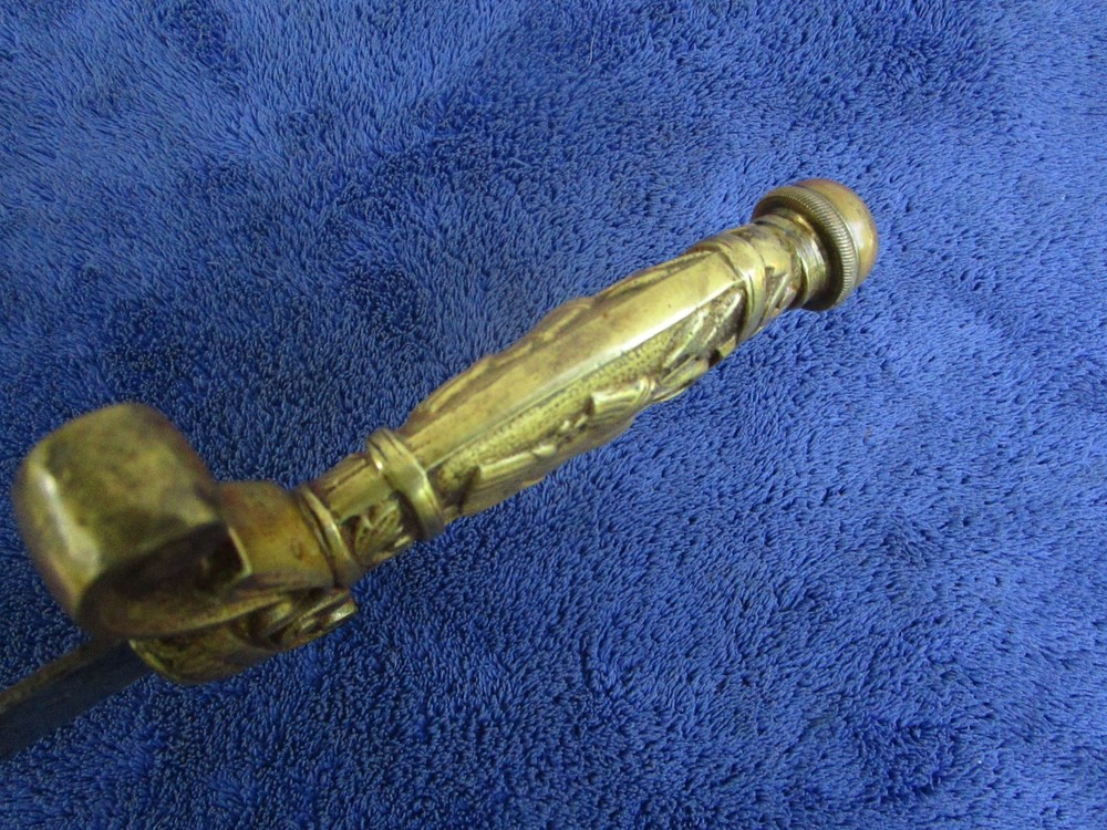ORIGINAL ANTIQUE US BRASS HANDLE SIDEARM FRATERNAL SHORT SWORD