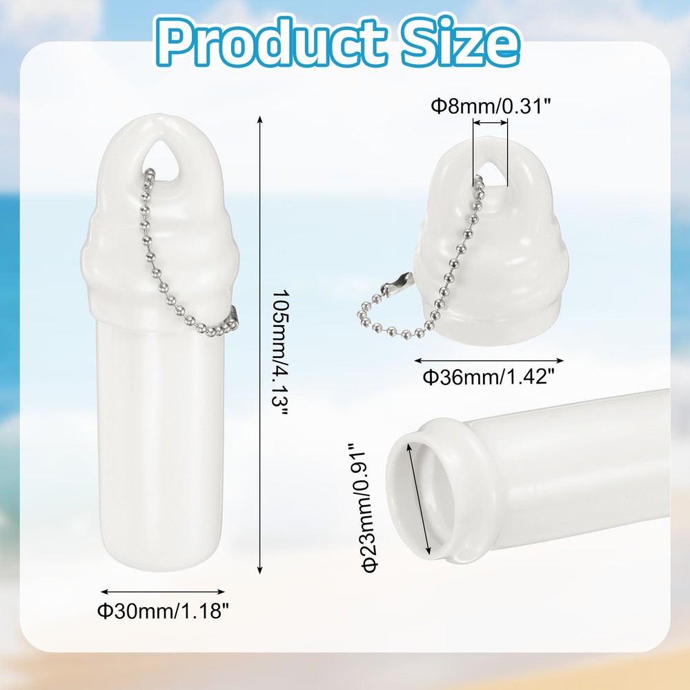 Floating Car Keychain with Waterproof Container, White