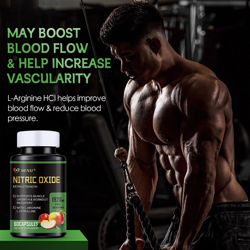 MENXI Nitric Oxide Capsules 1920mg 60ct - Energy Circulation Exercise Boost