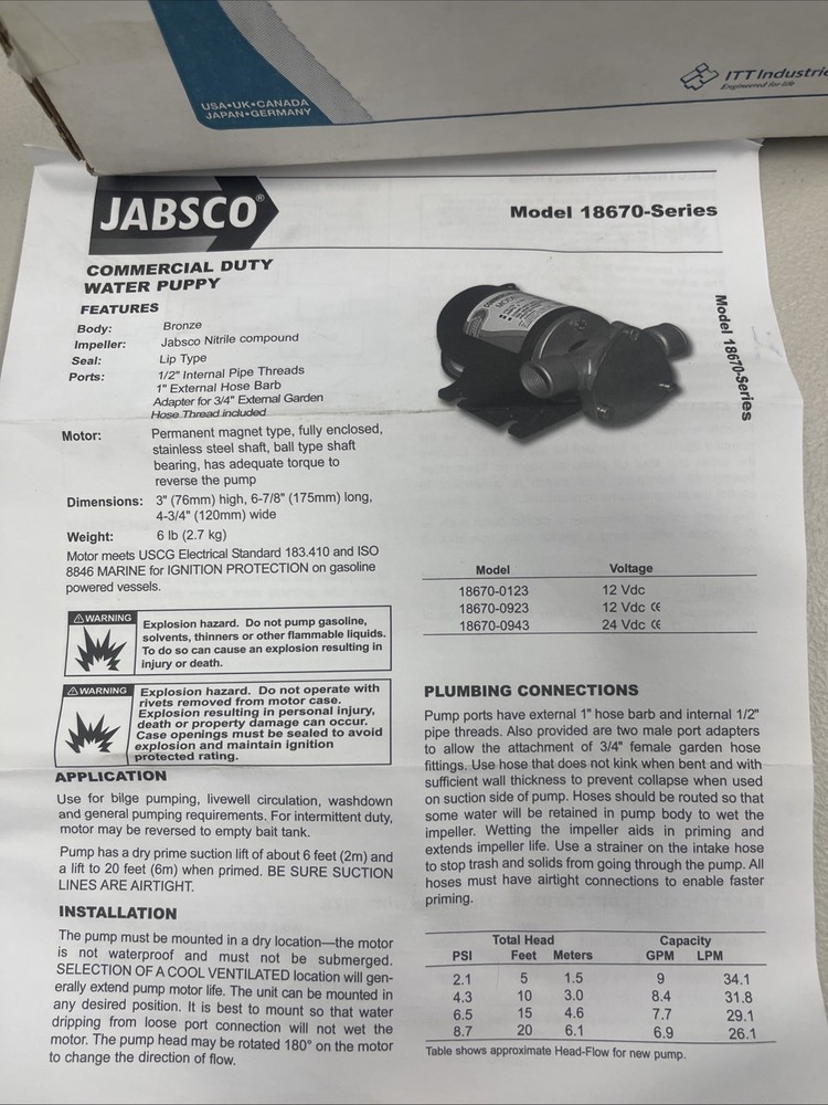 Jabsco Model 18670-0123