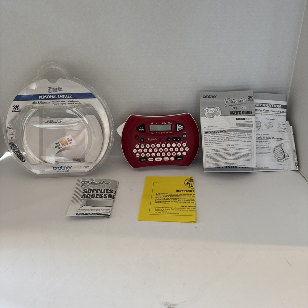 Brother P-Touch PT-70 Label Maker Printer Red Tested