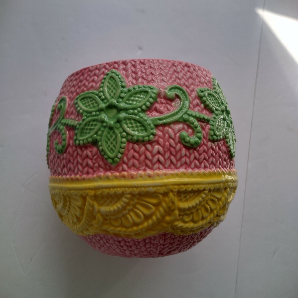 Spring Ceramic Decorative, Home decor Planter/canister, Hand designed round 6"x7