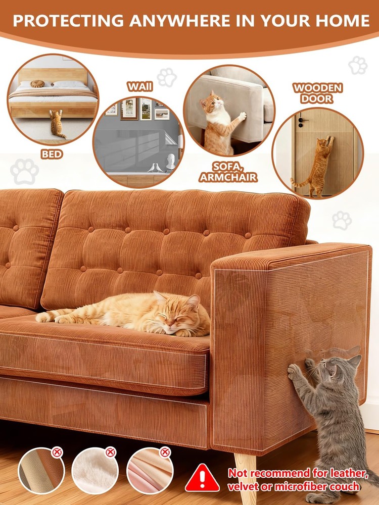 Extra Thick Clear Anti Cat Scratch Furniture Protector 17" Large,