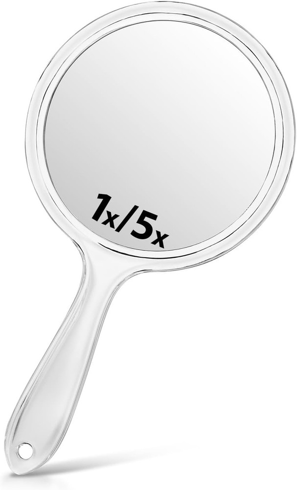 Macaki Hand Mirror, Double-Sided 1X/5X Magnifying Mirror with Handle, Acrylic, 8