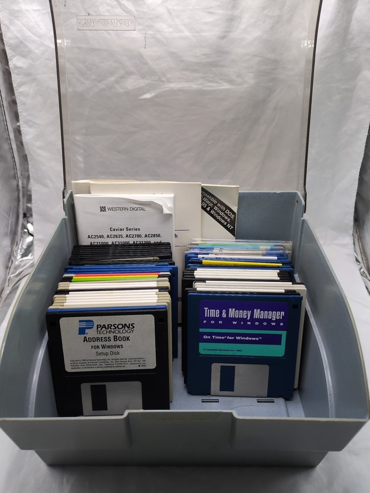 Lot Of (50+) MS-Dos Various 3.5" Floppy Disk Collection With Container