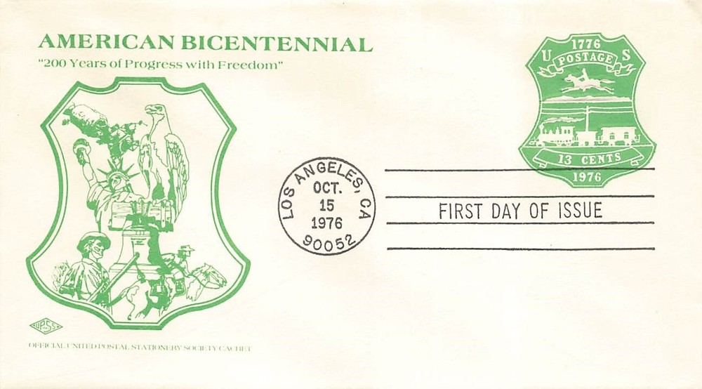 U582 13c BICENTENNIAL STAMPED ENVELOPE - UPSSC cachet