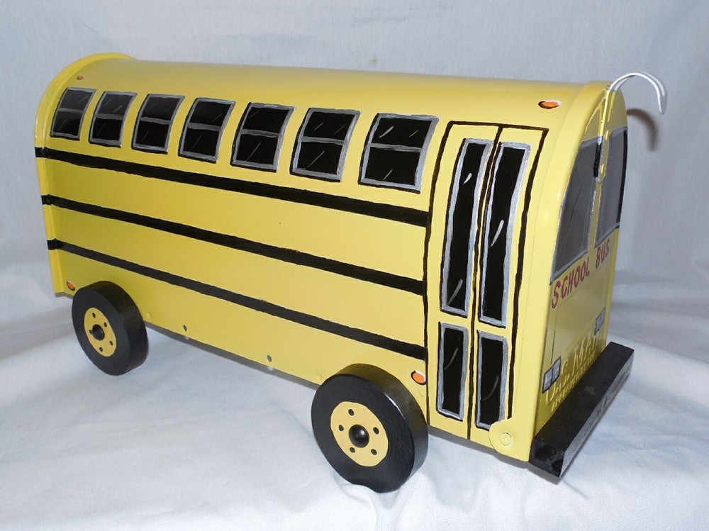 NEW Hand Painted School Bus Mailbox Handpainted Yellow.
