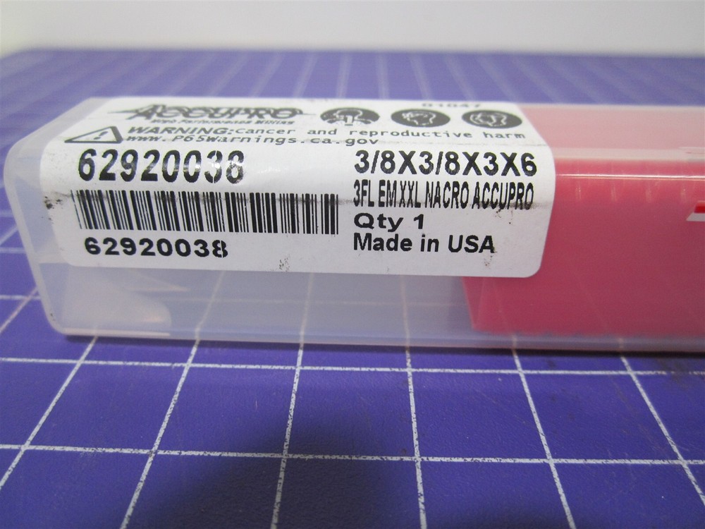 3/8" Square End Mill 3F Solid Carbide 3" LOC 6" OAL 40° Helix