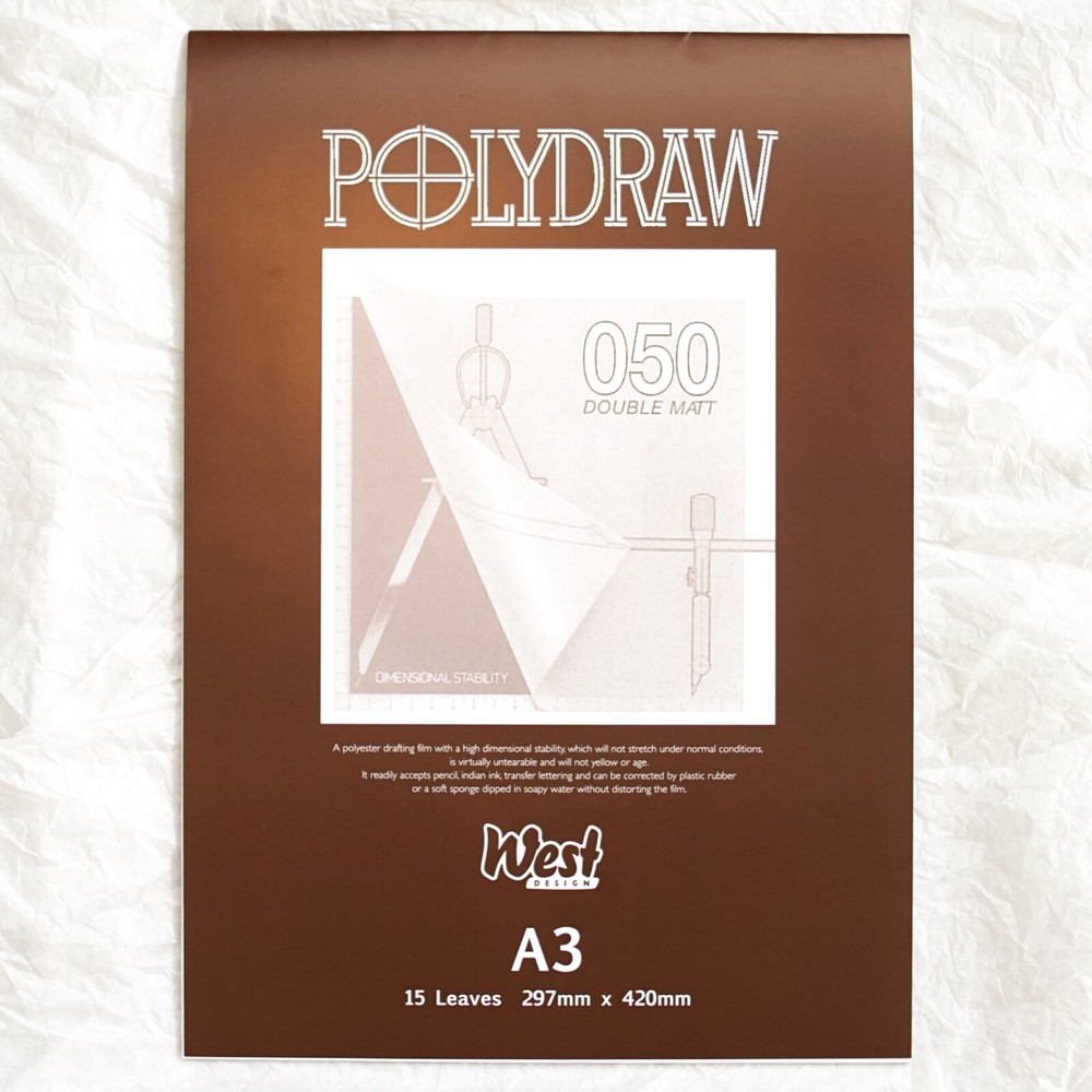 Polydraw Drafting Film A3 Double Matt Polyester Pad 15 Sheets Technical Drawing