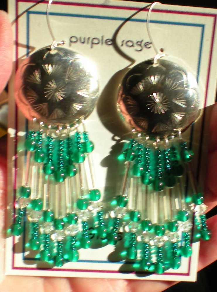 Sterling Silver and Glass & Seed Bead Earrings e104