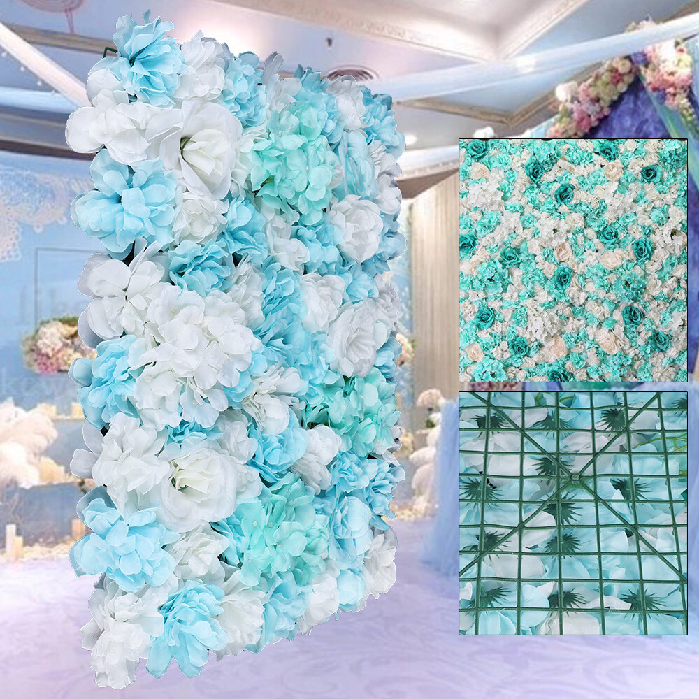 12Pcs Silk Artificial Rose Flower Wall Panel Party Decor Wedding Backdrops Set