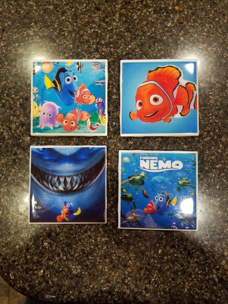 Finding Nemo 4x4 Ceramic Coasters Handmade set of 4