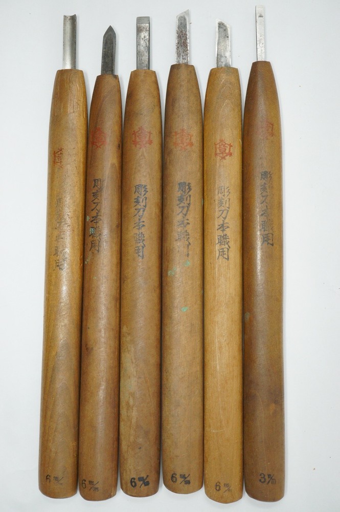 Japanese Quality Nomi Chisel Collection 6 Sharp Carving Tools in Box 0115F3