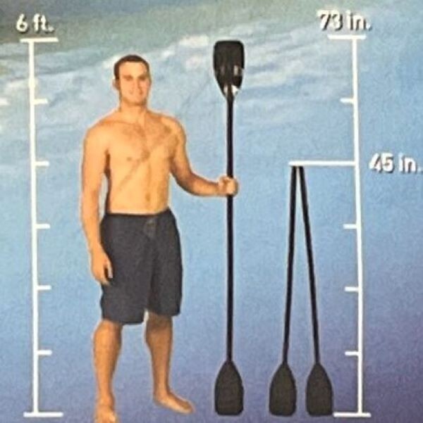 Paddle Oar Combo 73” Paddle Or 2 45” Oars Contoured HP Blades Plastic NISP