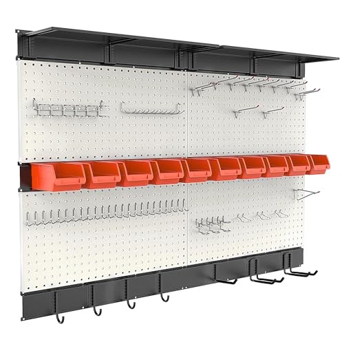 Pegboard Wall Organizer, 48 X 36 inch Garage Storage Pegboard with Hooks Gray