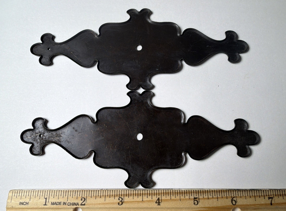 Lot Of 2 Pressed Tin Behind Handle Replacement Pieces Brown