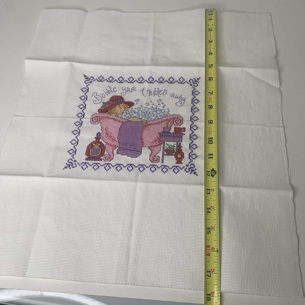 Completed Bubble Your Troubles Away Counted Cross Stitch + Pattern Imaginating
