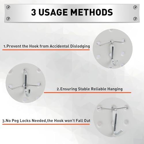 HORUSDY Pegboard Hooks Metal Peg Locks, Retainers Display Hook Organizer Peg Boa
