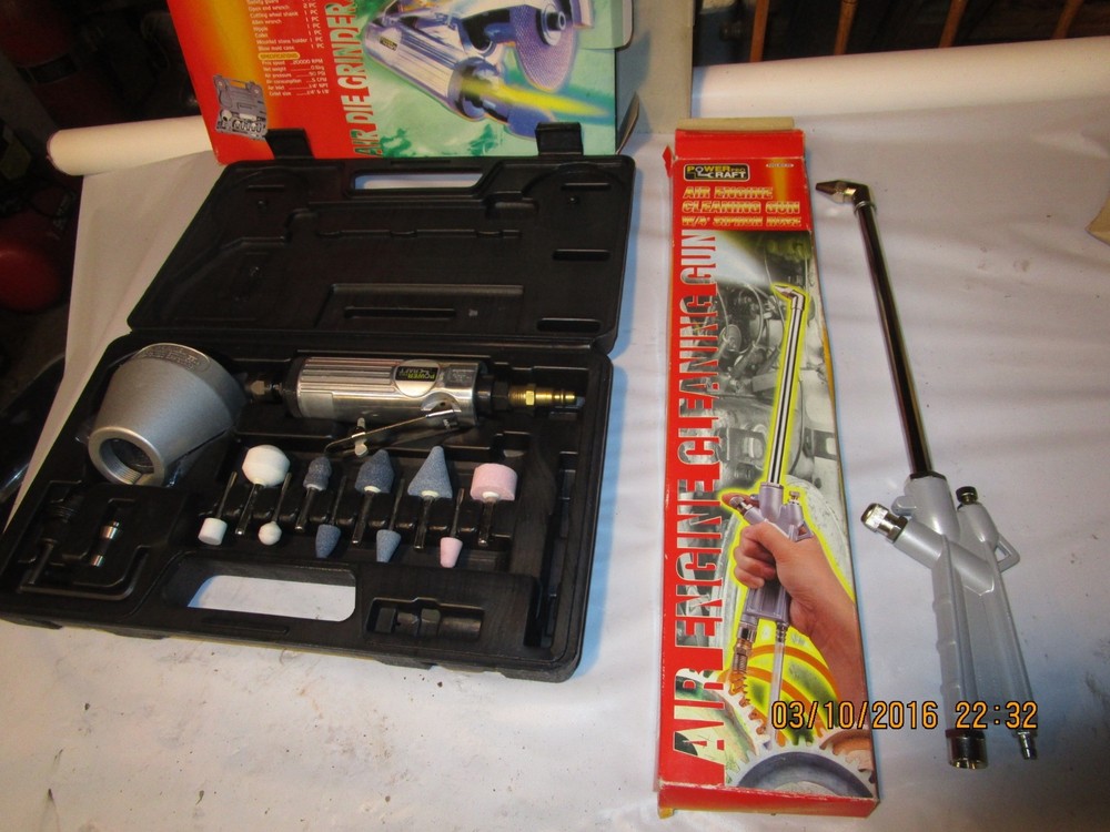 (2) Air Tools Powerkraft Die Grinder & Engine Cleaning Gun NIB