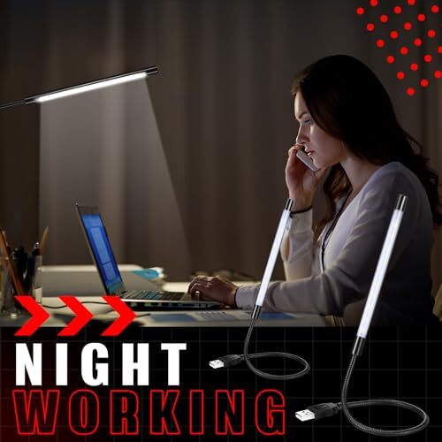 2 Pieces USB LED Light USB Light for Laptop Keyboard Light Gooseneck Black