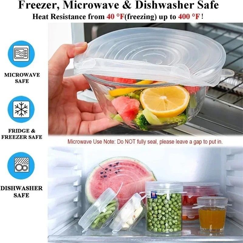 Reusable Silicone Food Covers Stretch Lids | Eco-Friendly Kitchen