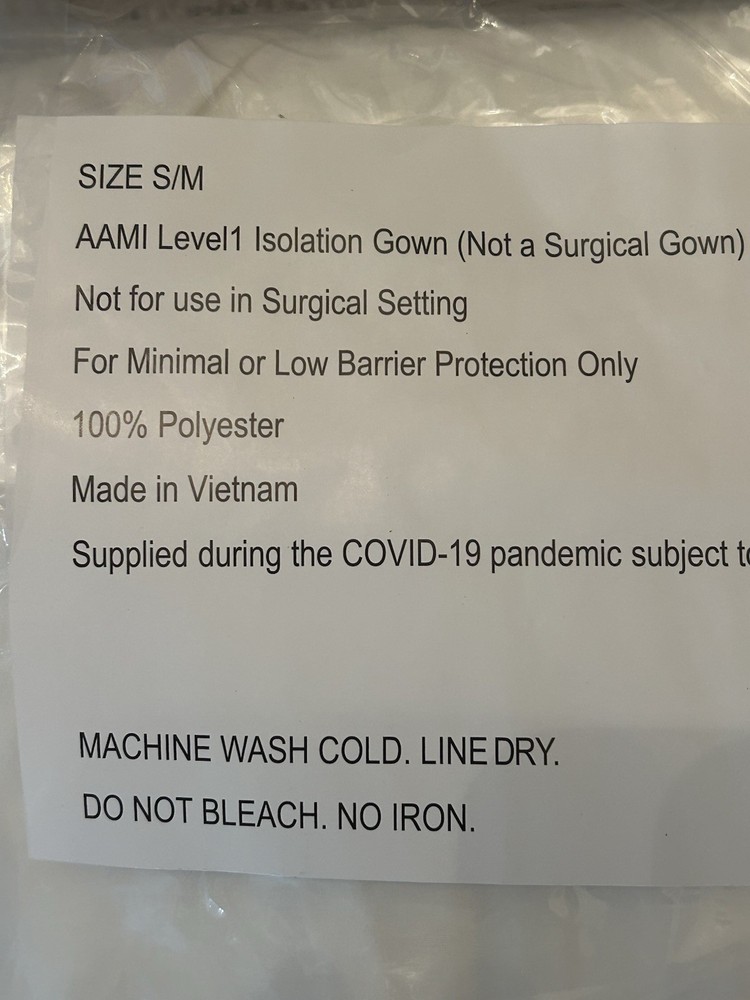 5 Pack AAMI Level 1 Isolation Gown Polyester Washable Reusable S/M New