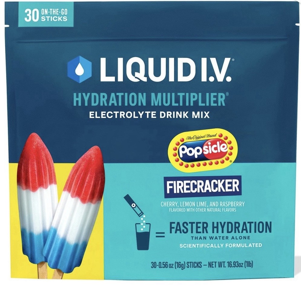 Liquid IV Hydration Multiplier Electrolyte Drink Mix Firecracker 30 Sticks