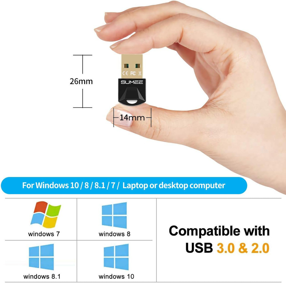 USB Bluetooth 5.0 Adapter Dongle,Wireless Bluetooth Transmitter Receiver for PC