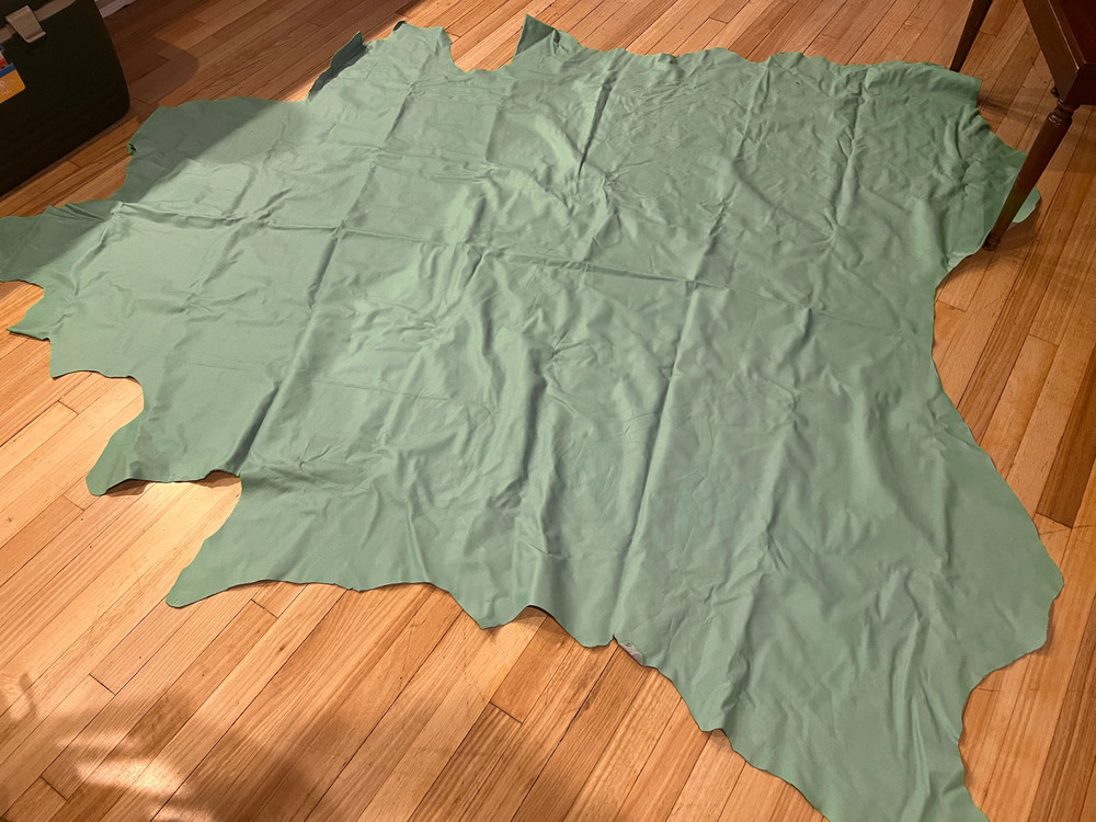 Light Robin’s-Egg Turquoise Blue Cowhide Leather Hide Approx Bulk Leather